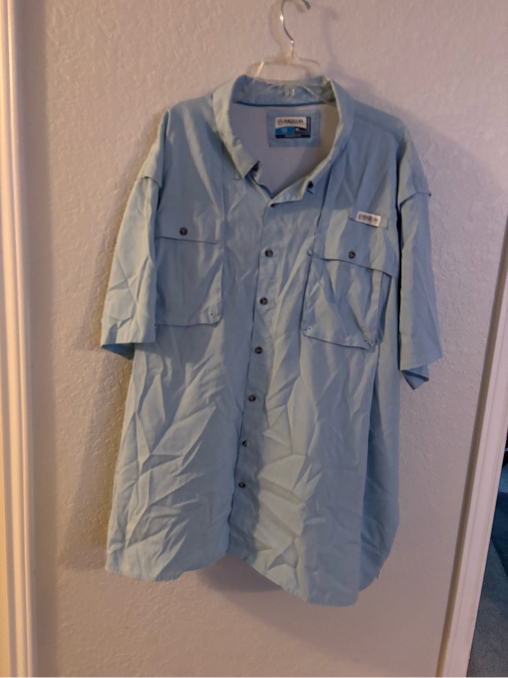 Magellan Outdoors Light Blue Fish Gear Mesh Lined Shirt